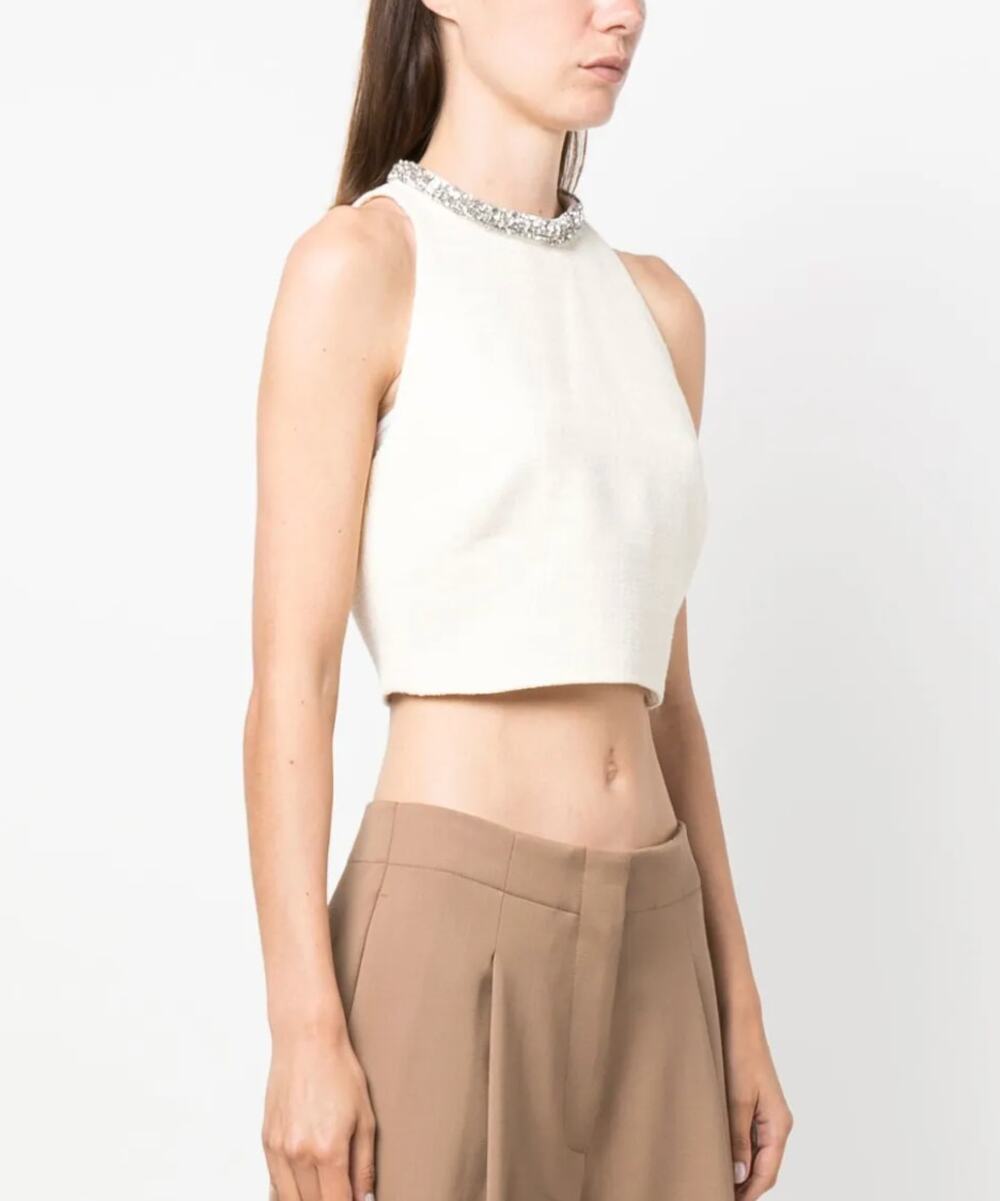 Sandro Dorine Embellished Tweed Crop Top Blouse Shirt Preppy